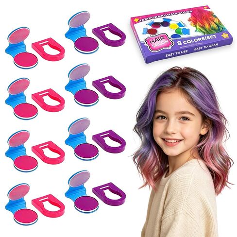 TALLSOCNE Hair Chalk for Kids – 8-Color Non-Sticky Washable Hair Dye for Kids – Hair Chalk for Girls with Dark Hair, Blonde – Vibrant Temporary Hair Color for Kids – Washes Out with Shampoo in Kuwait