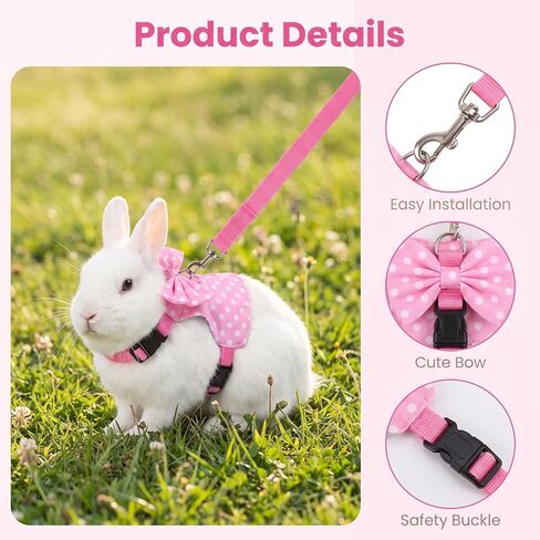 Bunny Harness and Leash Set, Adjustable Rabbit Harness with Buckle in Kuwait