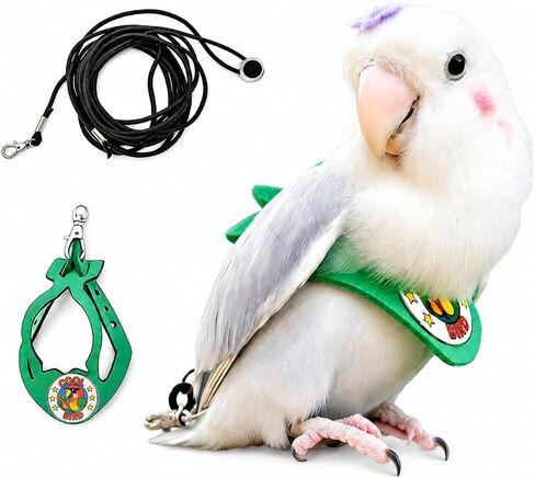 Adjustable Bird Harness & Leash Set for Small Birds,FitsBudgie,Parakeets, Conures, Cockatiels,Green Cheek,Quaker Parrots(Green, M) 6350-8 in Saudi Arabia