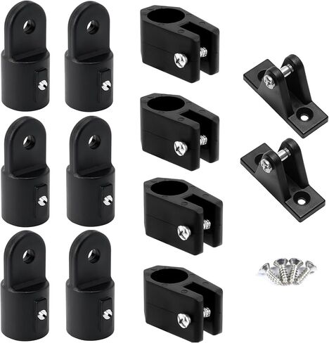 Bimini Top Fittings Hardware 3 Bow Set Black Nylon W/Screws 12 PCS (Black, 7/8 Inch) in Kuwait