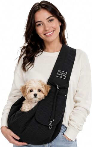 Dog Sling Carrier for Small Dogs, Puppies, Cats & Senior Dogs, Crossbody Pet Papoose Carrier Bag, Lightweight Breathable Hands Free Pet Carrier for Walks, Vet Visits, Travel & Daily Outings (Grey) in Kuwait