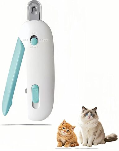 Adjustable Cat Nail Clippers with Safety Guard & Hidden File, Splash-Proof Trimmer for Kittens & Indoor Cats, Painless Blue Claw Scissors in Kuwait