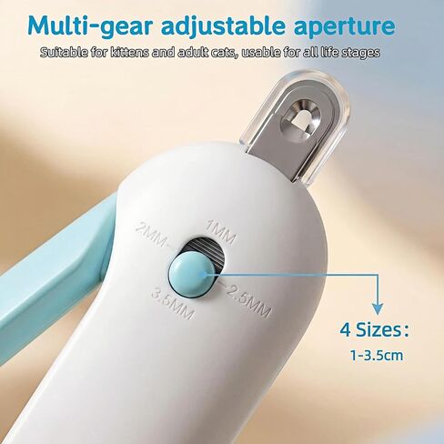 Adjustable Cat Nail Clippers with Safety Guard & Hidden File, Splash-Proof Trimmer for Kittens & Indoor Cats, Painless Blue Claw Scissors in Kuwait