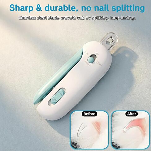Adjustable Cat Nail Clippers with Safety Guard & Hidden File, Splash-Proof Trimmer for Kittens & Indoor Cats, Painless Blue Claw Scissors in Kuwait