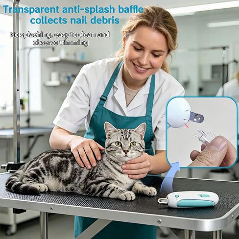 Adjustable Cat Nail Clippers with Safety Guard & Hidden File, Splash-Proof Trimmer for Kittens & Indoor Cats, Painless Blue Claw Scissors in Kuwait
