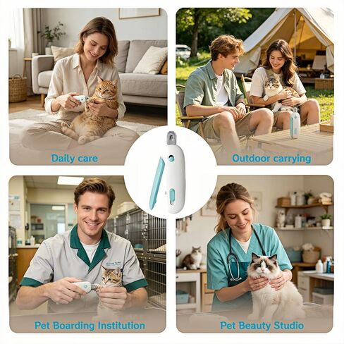 Adjustable Cat Nail Clippers with Safety Guard & Hidden File, Splash-Proof Trimmer for Kittens & Indoor Cats, Painless Blue Claw Scissors in Kuwait