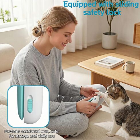 Adjustable Cat Nail Clippers with Safety Guard & Hidden File, Splash-Proof Trimmer for Kittens & Indoor Cats, Painless Blue Claw Scissors in Kuwait