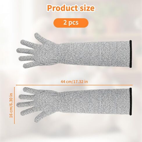 2 Pcs Cat Gloves Bite Proof, 17.7 Inch Extra-Long Durable Bite Resistant Gloves to Prevent Scratching, Handling Sleeves & Bites Proof Glove for Pet Grooming, Nail Trimming & Arm Protection in Saudi Arabia