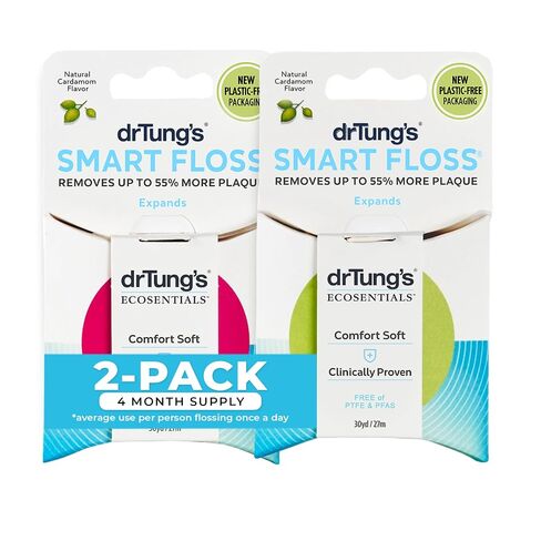 DrTung's Smart Floss - Natural Floss, PTFE & PFAS Free Floss, Gentle on Gums, Expands & Stretches, BPA Free Floss - Natural Dental Floss Cardamom Flavor (Pack of 1) in Kuwait