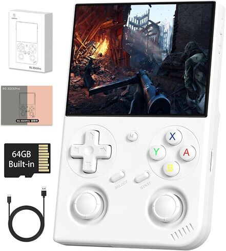 RG35XX Pro Handheld Game Consoles RG35XXPro Retro Gaming Console with 64GB Card 4353 Games Video Game Console Pocket Arcade Support 30+ Simulators WiFi Bluetooth HD Output Transparent Teal in Saudi Arabia