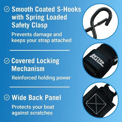 Boat Tie Down Straps to Trailer Boat Transom Tie Down Straps Heavy Duty Manual Buckle Clasp Tiedown 2" x 48" Short Small Transit 4 Foot Without Ratchet Boat Trailer Accessories for Boating & Jet Ski in Kuwait