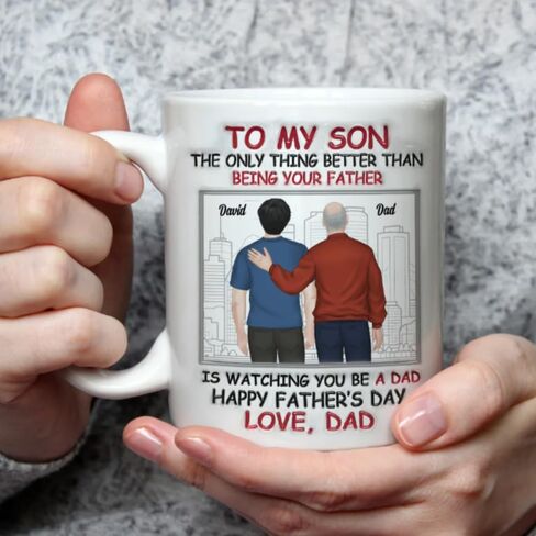 Fatherhood Looks Good On You - Personalized Custom 3D Inflated Effect Mug, To My Son The Only Thing Better Than Being Your Father Is Watching You Be A Dad Mug, Gifts For Son From Dad, Fathers Day in Kuwait