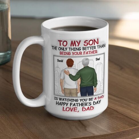 Fatherhood Looks Good On You - Personalized Custom 3D Inflated Effect Mug, To My Son The Only Thing Better Than Being Your Father Is Watching You Be A Dad Mug, Gifts For Son From Dad, Fathers Day in Kuwait