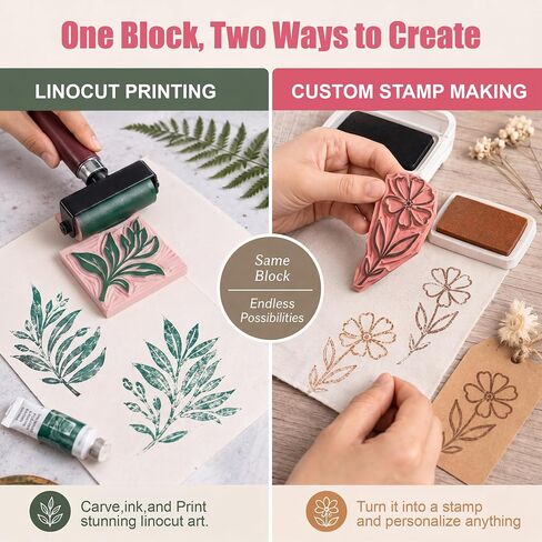 Linoleum Rubber Linocut Blocks 6-Pack 8x12in Printmaking Stamp Carving Premium printmaking Supplies: 6-Pack Soft 8x12in Pink Rubber Linoleum Blocks. Easy Carve Block Printing, Stamp Carving in Saudi Arabia