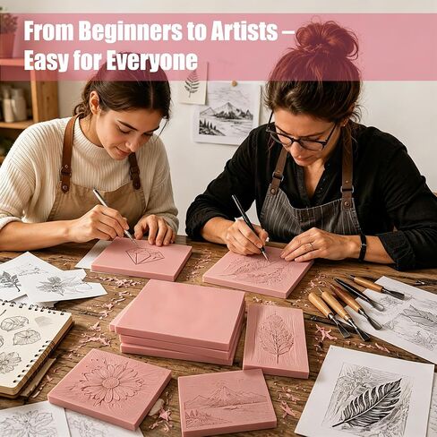 Linoleum Rubber Linocut Blocks 6-Pack 8x12in Printmaking Stamp Carving Premium printmaking Supplies: 6-Pack Soft 8x12in Pink Rubber Linoleum Blocks. Easy Carve Block Printing, Stamp Carving in Saudi Arabia