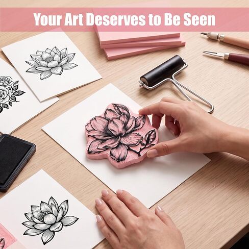 Linoleum Rubber Linocut Blocks 6-Pack 8x12in Printmaking Stamp Carving Premium printmaking Supplies: 6-Pack Soft 8x12in Pink Rubber Linoleum Blocks. Easy Carve Block Printing, Stamp Carving in Saudi Arabia