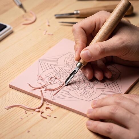 Linoleum Rubber Linocut Blocks 6-Pack 8x12in Printmaking Stamp Carving Premium printmaking Supplies: 6-Pack Soft 8x12in Pink Rubber Linoleum Blocks. Easy Carve Block Printing, Stamp Carving in Saudi Arabia