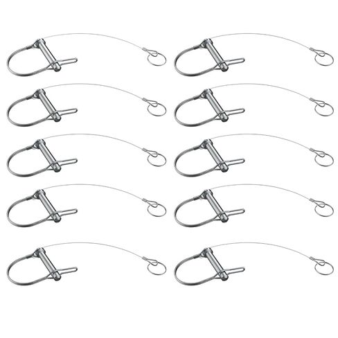 HILILON Trailer Coupler Pin, 5/16-Inch Diameter x 1-3/4-Inch Long Prevents Loss, Plastic Coating Tether, Length 11-1/2" with Steel Quick Release Ring 10Pcs in Kuwait