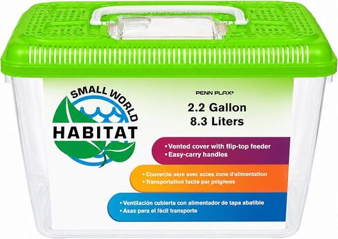 Penn-Plax Small World Habitat – Portable Clear and Transparent Plastic Tank – Excellent for Small Critters and Creatures – Easy to Clean & Handle – 2.2 Gallon, Assorted in Saudi Arabia