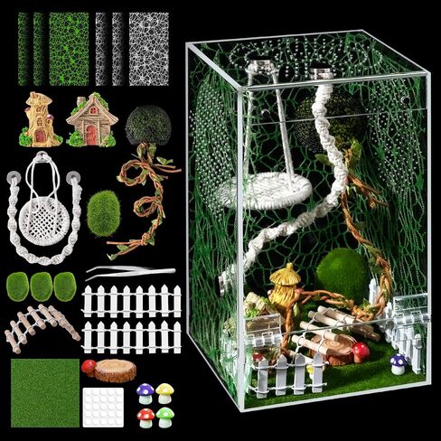 18Pcs Jumping Spider Enclosure Hammock Kit，Ventilation DIY Insects Habitat in Kuwait