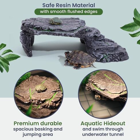 Large Turtle Tank Kit for Aquatic Turtles – Complete Starter Habitat with Filter, UVB Lamp, Basking Platform, Plants, Feeding Ring – Turtle Aquarium Kit (Black) in Kuwait