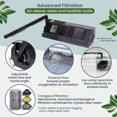 Large Turtle Tank Kit for Aquatic Turtles – Complete Starter Habitat with Filter, UVB Lamp, Basking Platform, Plants, Feeding Ring – Turtle Aquarium Kit (Black) in Kuwait