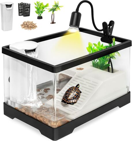 Turtle Tank Starter Kit,4.6 Gal 15.8 x 7.8 x 8.7 in for Baby Turtle in Kuwait
