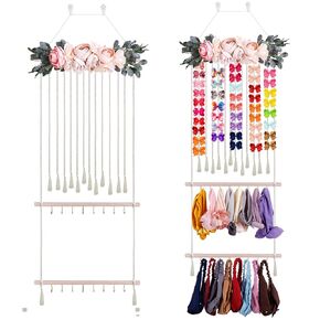 cherrboll Hair Bow Holder for Girls, Headband Organizer w/16 Hooks, Hanging Hair Clips Organization for Nursery Decor Room Wall in Saudi Arabia