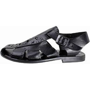 Liam Black Men’s Italian Leather Sandals Shoes in Kuwait