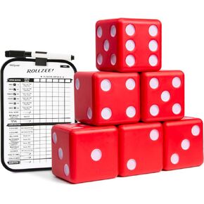 GoSports Giant 3.5 Inch Red Foam Playing Dice Set with Scoreboard (Includes 6 Dice, Dry-Erase Scoreboard and Carrying Case) in Saudi Arabia