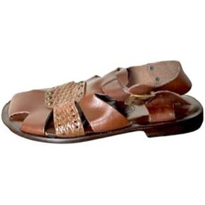 Logan Brown Mens Italian Leather Sandals in Kuwait