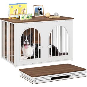 YATINEY 37.4" Dog Crate Furniture Foldable, Assembly-Free Dog Kennel in Kuwait