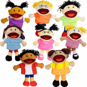 4E's Novelty Multicultural Hand Puppets for Kids - 8 Pack with Movable Mouth, Bulk Soft Plush Puppets for Kids Ages 4-8, for School Home Theater Shows, Teachers Classroom Supplies in Saudi Arabia