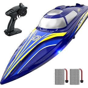 DEERC RC Boat with LED Light, 30+ Mins, Self Righting Remote Control Boat for Pools & Lakes, 20+ MPH, 2.4GHz Racing Boats, 2 Battery, Pool Toys for Kids, Radio Controlled Watercraft in Saudi Arabia