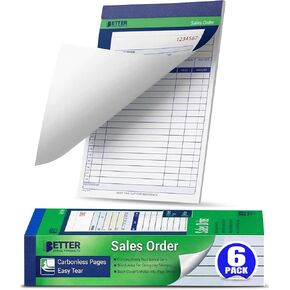 Better Office Products Large Sales Order Books, 6 Pack, 2-Part Carbonless (White/Canary Yellow), 5-7/16 x 8-7/16 inches, 50 Sets per Book, 300 Total Sets, 6 Books in Saudi Arabia