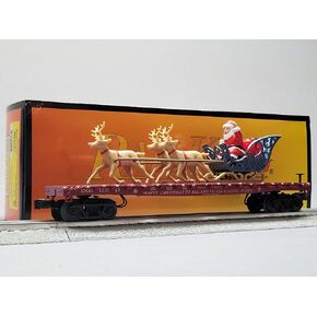 Red North Pole O Gauge Train Car with LED Lights, Santa Sleigh & Reindeer by MTH Electric Trains in Kuwait