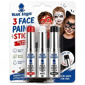 Blue Squid Black Face Paint Stick - Water based Body Paint for Adults & Kids - Vegan Hypoallergenic Twist-Up Non-Toxic Makeup Stick for Cosplay, & SFX (Black) in Saudi Arabia