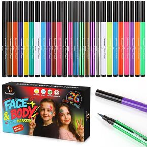 Drawdart 18 Colors Water-Resistant Anti Smudge Face & Body Paint Markers, Sweatproof Tattoo Makeup Pens for Soccer Tournaments, Halloween Party Kids & Adults in Saudi Arabia