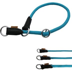 Braided Round Martingale Dog Collar, Training Collar with Slidable Stop Ring and Adjustable Stopper - Ideal for Medium Dogs (M(1/3") - 18" Long, Light Blue) in Saudi Arabia