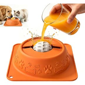 Slow Feeder Dog Bowl for Liquid Treats, Anti-Slip Lick Bowl, Bone Broth and Yogurt Puzzle Feeder, Dog Enrichment Toys No Spill Pet Bowl Pup Lick Toy for Dogs and Cats, Anxiety Relief, Blue in Saudi Arabia