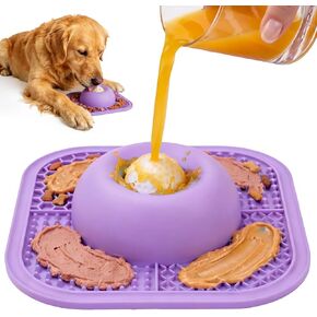 Slow Feeder Dog Bowls & Lick Mat for Liquid and Thick Treat, Anti-Slip Dog Lick Bowl with Interactive Rolling Ball, 5/6 Cup Pup Licking Toy for Large Medium Small Dogs and Cats Blue in Saudi Arabia