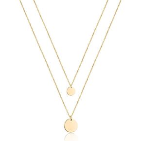 Turandoss Dainty Layered Choker Necklace, Handmade 14K Gold Plated Y Pendant Necklace Multilayer Bar Disc Necklace Adjustable Layering Choker Necklaces for Women in Saudi Arabia
