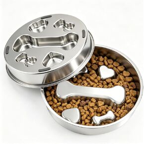 Stainless Steel Slow Feeder Dog Bowl, Non-Slip, 2 Cups in Saudi Arabia