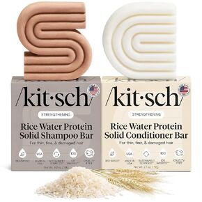 Kitsch Rice Bar Shampoo and Conditioner Bar for Hair Growth | Rice Shampoo Bar & Conditioner Bar for Strengthening, Cleansing & Moisturizing | Vegan Rice Water Shampoo Bar & Conditioner Soap, 2pc Set in Saudi Arabia