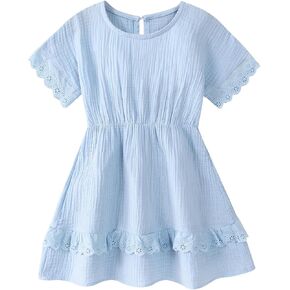 Toddler Baby Girl Dress Summer Cotton Linen Ruffle Halter Sleeveless Kids Casual Beach Party Dresses 1-6 Years in Saudi Arabia
