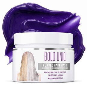 Bold Uniq Purple Hair Mask - For Blonde, Platinum, Bleached, Silver, Gray, Ash & Brassy Hair - Remove Yellow Tones, Reduce Brassiness and Condition Dry, Damaged Hair - Cruelty Free & Vegan - 6.76 Fl Oz in Kuwait