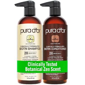 PURA D'OR Professional Grade Biotin Anti-Hair Thinning Shampoo & Conditioner, CLINICALLY TESTED Proven Results, 2X Concentrated DHT Blocker Thickening Products For Women & Men, Sulfate Free, 16oz x 2 in Saudi Arabia