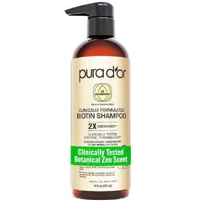 PURA D'OR Professional Grade Biotin Shampoo For Thinning Hair, Clinically Proven Anti-Thinning Hair Care, 2X Concentrated DHT Blocker Hair Thickening Products For Women & Men, 16oz in Saudi Arabia