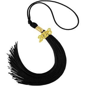 2026 Tassel Graduation Black 9", Elegant Black 2026 Graduation Tassel with Year Charm Gold Date Drop for Graduations Cap in Kuwait