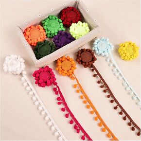 THARAHT 24 Yards Pom Pom Trim – 12 Colors (2 Yards Per Color) 1 Inch Wide Pompom Tassel Edging for DIY Sewing Dress Hems Curtains Home Decor Crafts in Saudi Arabia